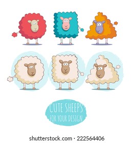 Set of funny sheep for your design