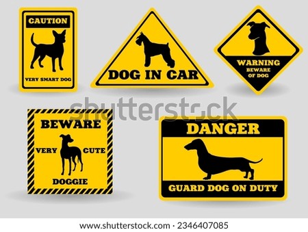A set of funny signs about dogs