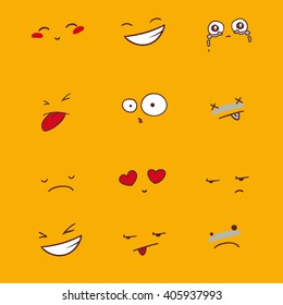 set of funny smiles in a vector