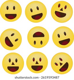set of funny smileys icon  vector
