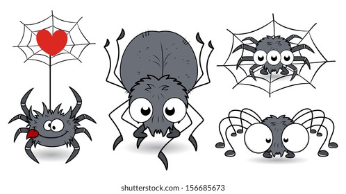set of funny spiders vector