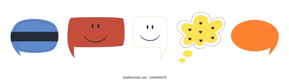 A set of funny stickers with smileys. Flat vector illustration. Eps10