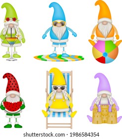 conjunto de divertidos gnomos de verano. 