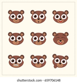 Set funny teddy bear different emotion. Collection emoticons.