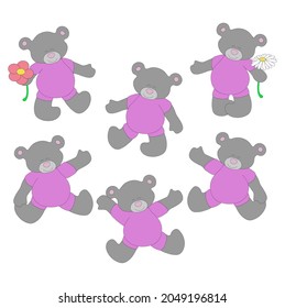 Un conjunto de graciosos osos osos osos de peluche para las ilustraciones infantiles