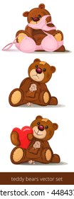 Set of funny teddy bears isolated on white. Vector illustration