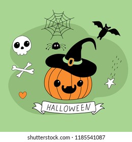Set of funny vector drawings for Halloween celebration