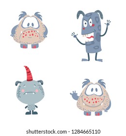 set of funny vector monsters