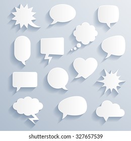 Set of funny vector shaded comic balloons of various shapes