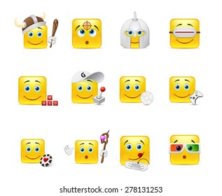 Set of funny and very beautiful smiles that play various games