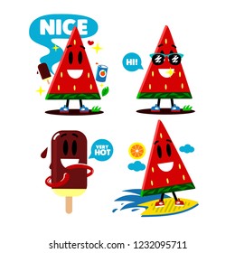 Set. Funny watermelon stickers.