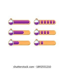 set of funny wooden game ui potion progress bar with 2 different style for gui asset elements