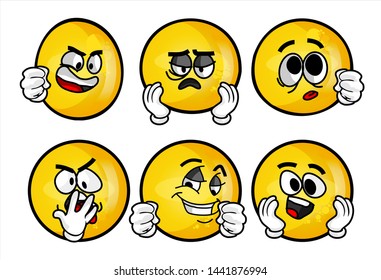 set of funny yellow emoticon. 