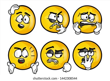 set of funny yellow emoticon. 