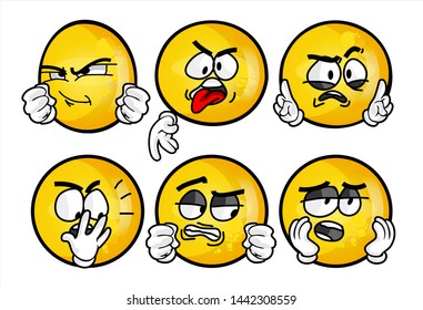 set of funny yellow emoticon. 