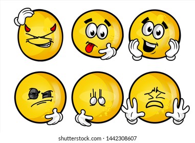 set of funny yellow emoticon. 