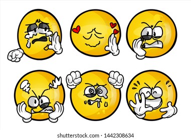 set of funny yellow emoticon. 