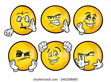 set of funny yellow emoticon. 