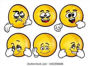 set of funny yellow emoticon. 