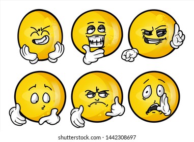 set of funny yellow emoticon. 