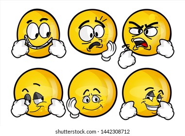 set of funny yellow emoticon. 