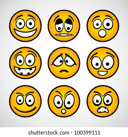 Set of funny yellow emoticons.