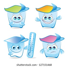 set of funny yogurt cups with faces
