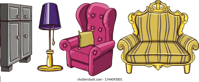 Set of furniture in bedroom.