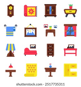 Set of Furniture Equipment Flat Icons 

