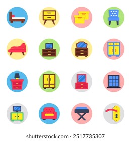 Set of Furniture Flat Icons 

