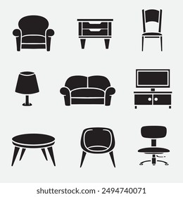 set of furniture good for icons, symbol, logo, element design, etc