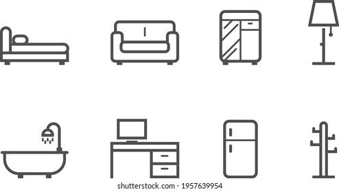 set of furniture and home icons design