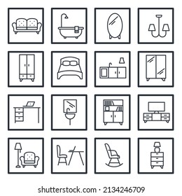 set Furniture icon template for graphic and web design collection. Furniture pack symbol logo vector illustration