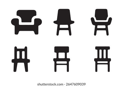 Set of furniture icons. Office chair symbol. Chair icon. Vector illustration eps 10