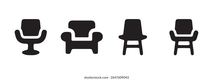 Set of furniture icons. Office chair symbol. Chair icon. Vector illustration eps 10