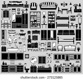 Set of the furniture icons. vector