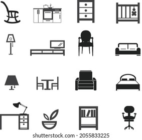 set of furniture icons vector design