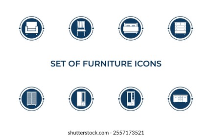 Set of Furniture Icons Vector, Furniture and Home Interior Icon Set.