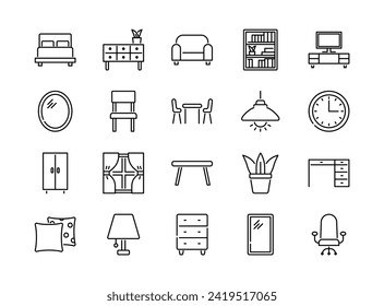 Set of furniture icons, vector illustraion