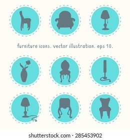 Set of furniture icons. Vector illustration.