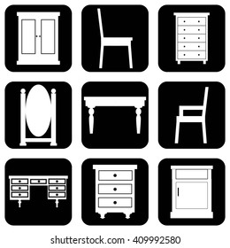 Set of furniture icons. Vector illustration.