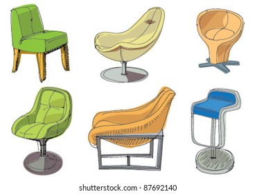 set of furniture - interior element - handmade cartoon pictures