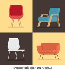 Set of furniture isolated background. vector illustration 