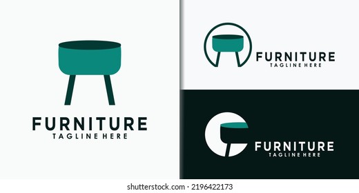 set of furniture logo design with creative concept premium vector