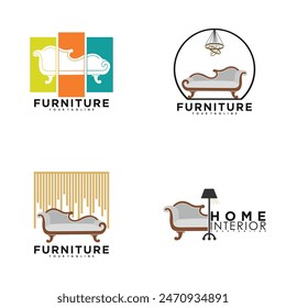 Conjunto de muebles de diseño de logotipo de Vector con concepto creativo