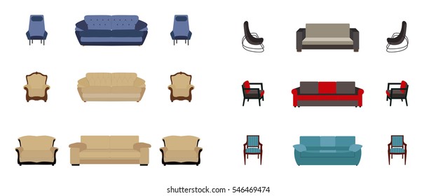 Set of Furniture. Modern Flat style Vector Illustration. EPS10