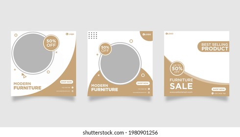 set of furniture sale social media post banner template.