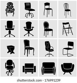 Set of furniture silhouettes