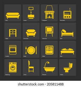 Set of furniture silhouettes
