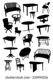 Set of furniture silhouettes